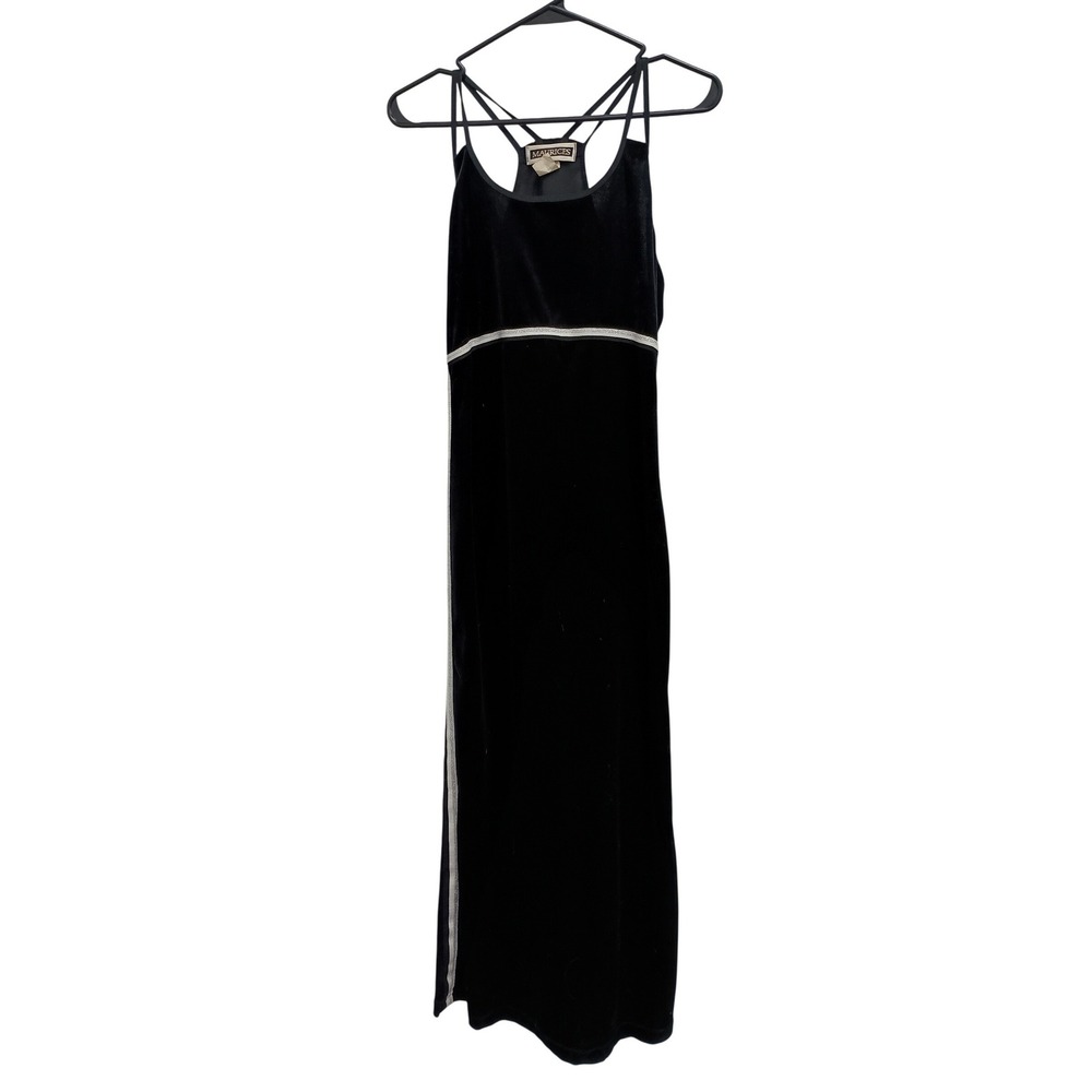 Maurices Velvet Maxi Dress Womens 6 Black Y2K Babydoll Goth‎ Grunge Evening